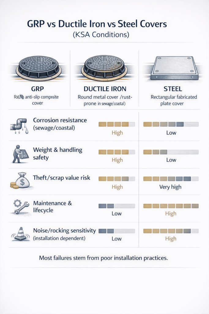 Installing a manhole cover in Saudi Arabia