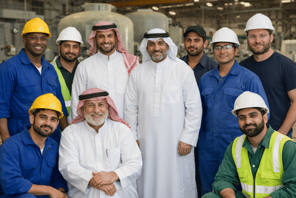 Pioneers Fiberglass factory team in Riyadh, Saudi Arabia