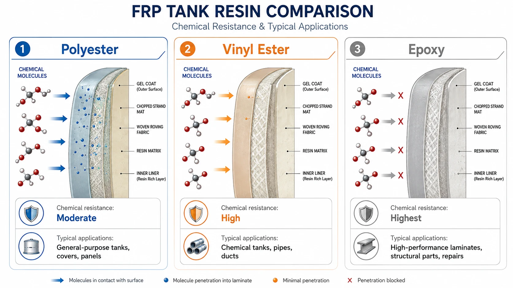 polyester vs vinyl ester vs epoxy resin