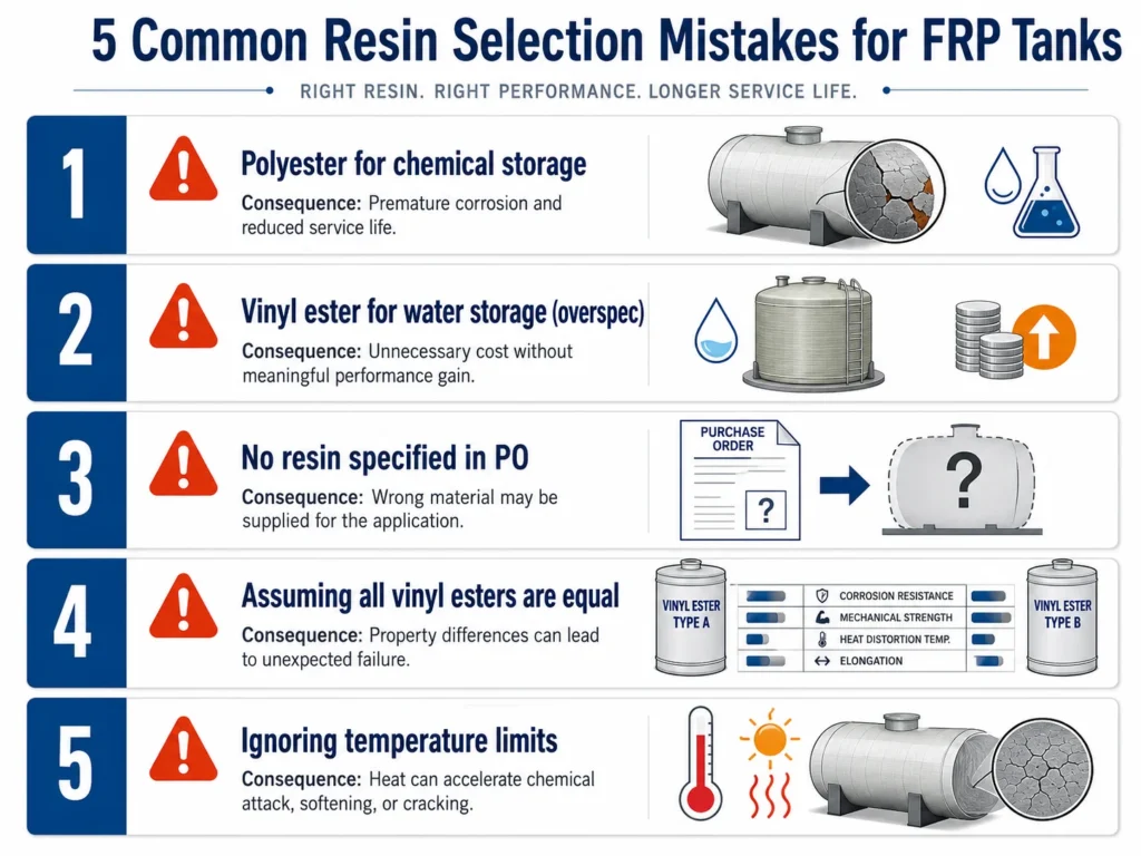Five common resin selection mistakes in FRP tank procurement leading to tank failure